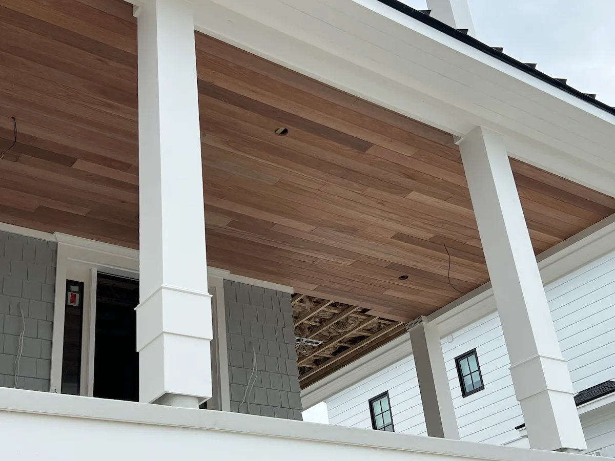 North Wildwood NJ cedar tongue and groove porch ceiling installation